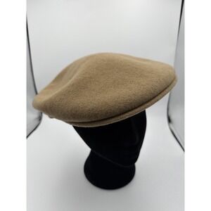Kangol Wool 504 Flat Cap Tan Camel One Size Stretch Fit 24" 100% Wool.      3877